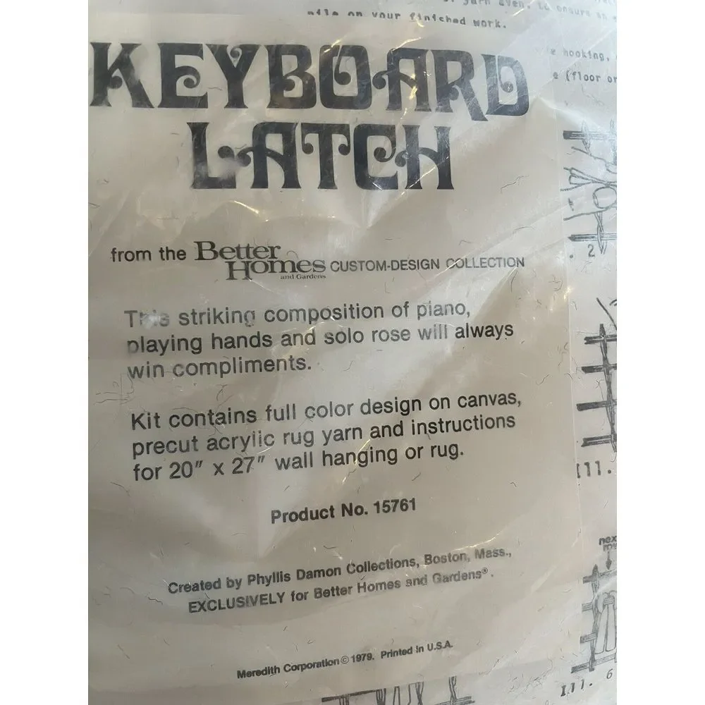 Vintage Better Homes And Gardens Keyboard Latch Hook Kit Piano Rug‎ Wall Hanging